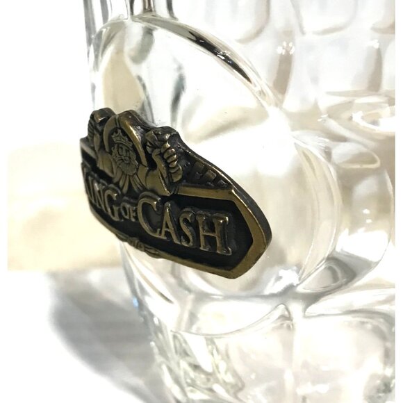 King Of Cash Glass Beer Mug With Handle - 5" Tall 3.75" Diameter - Picture 6 of 10
